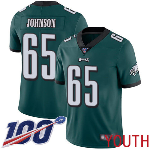 Youth Philadelphia Eagles 65 Lane Johnson Midnight Green Team Color Vapor Untouchable NFL Jersey Limited1